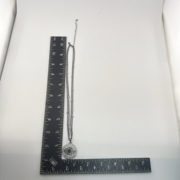 Joan Boyce Necklace Evil Eye Angel Eye Talisman Silver Tone Black Rhinestone - Picture 12 of 13